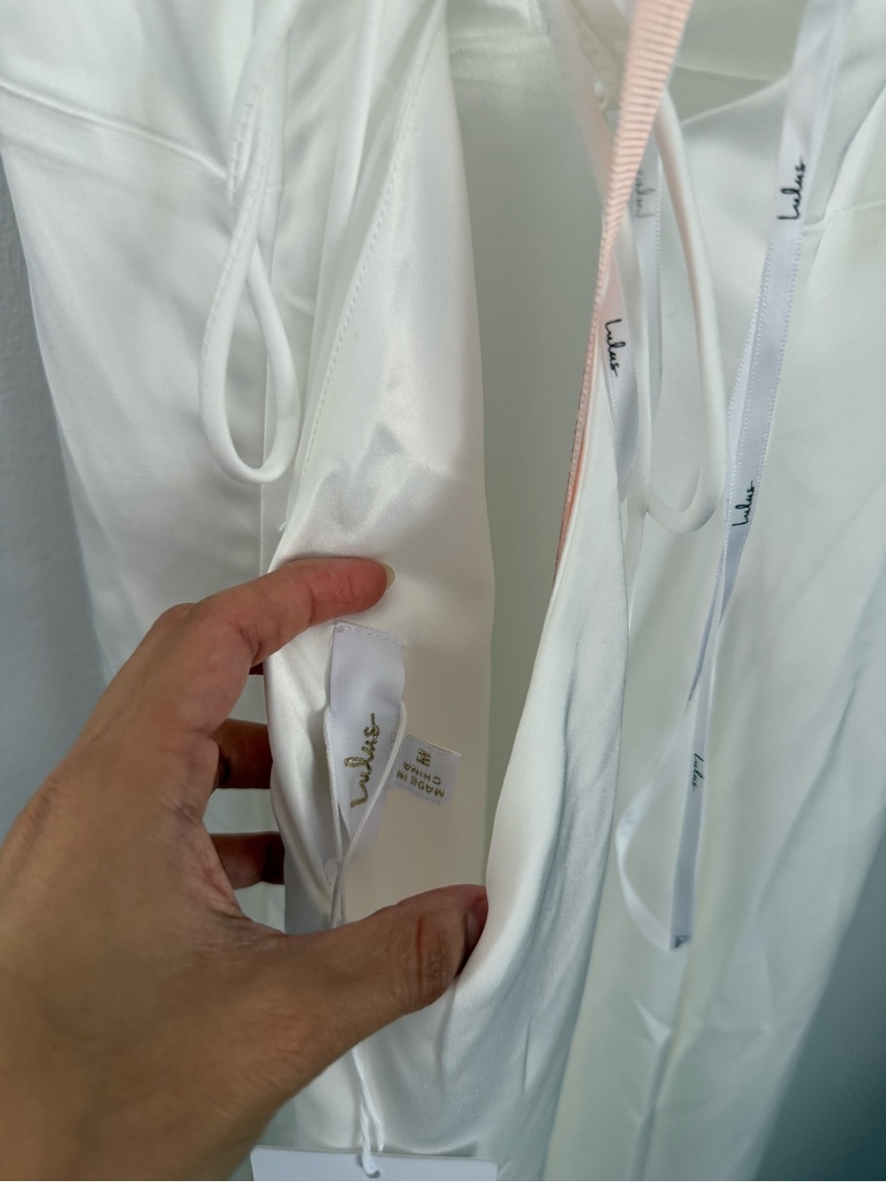 Lulus Medium NEW Lupita White Satin Tie-Back Maxi Dress Bridal Wedding Minimal - Picture 7 of 11